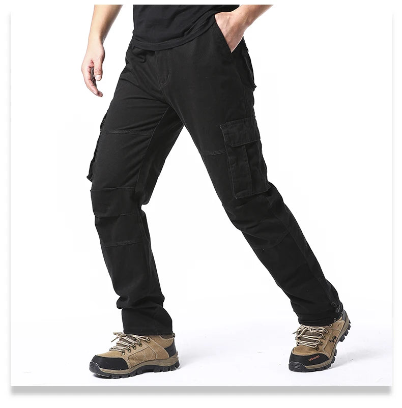 Men’s Tactical Cargo Pants – Loose Fit Outdoor Cotton Work Trousers with Multi Pockets