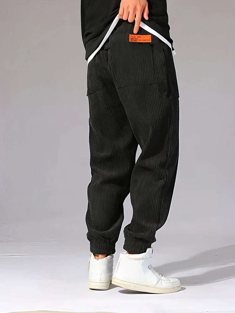 Men’s Baggy Corduroy Jogger Pants – Loose Fit, Drawstring Waist, Thermal Fleece Lining