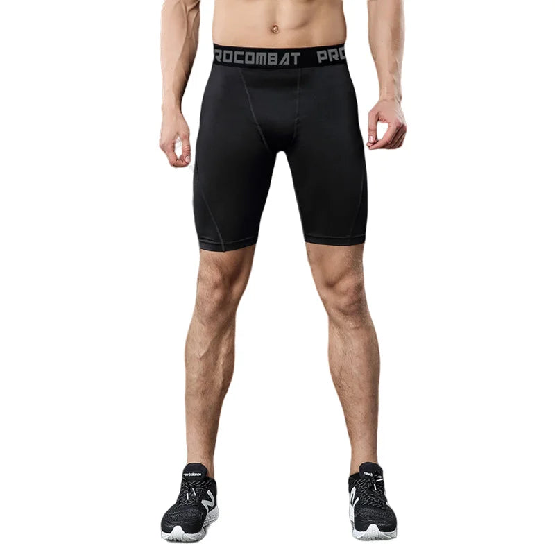 Men's Compression Workout Shorts – Elastic Slim Fit Gym Tights for Bodybuilding & Running