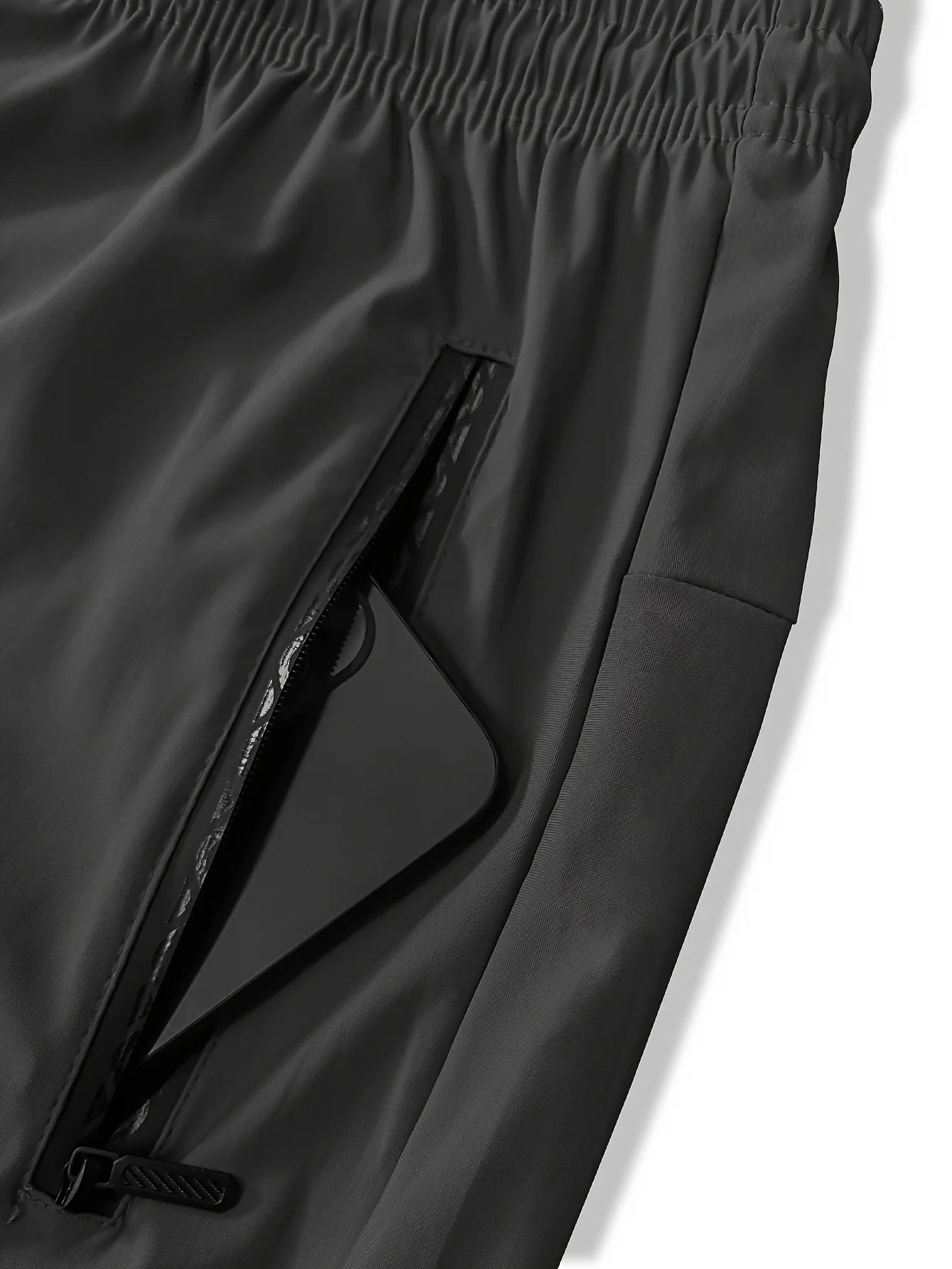 Men’s Lightweight Cropped Athletic Pants – Quick-Dry Training Shorts with Drawstring & Zipper Pockets