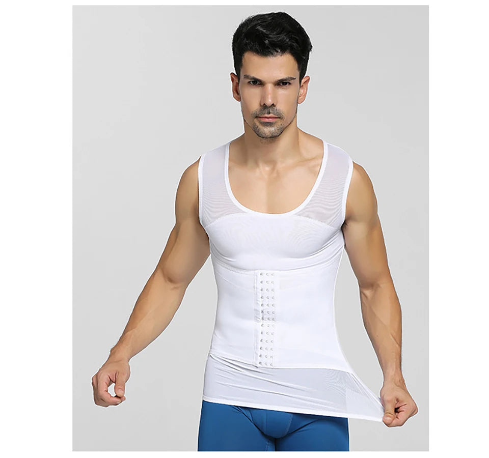 Compression Shirt Men 2-in-1 Body Shaper Vest & Waist Trainer – Tummy Slimming Shapewear for Gynecomastia & Abdomen Control