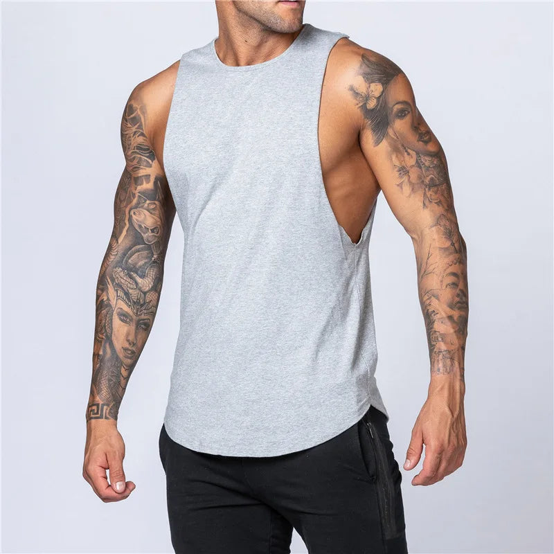 Men’s Cotton Gym Tank Top Shirt – Sleeveless Muscle Fit Vest for Fitness, Bodybuilding, and Training