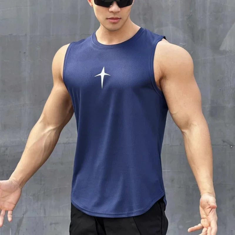Men’s Sleeveless Quick-Dry Sport Tank Top – Breathable Round Neck Gym Shirt for Running, Fitness & Outdoor Training