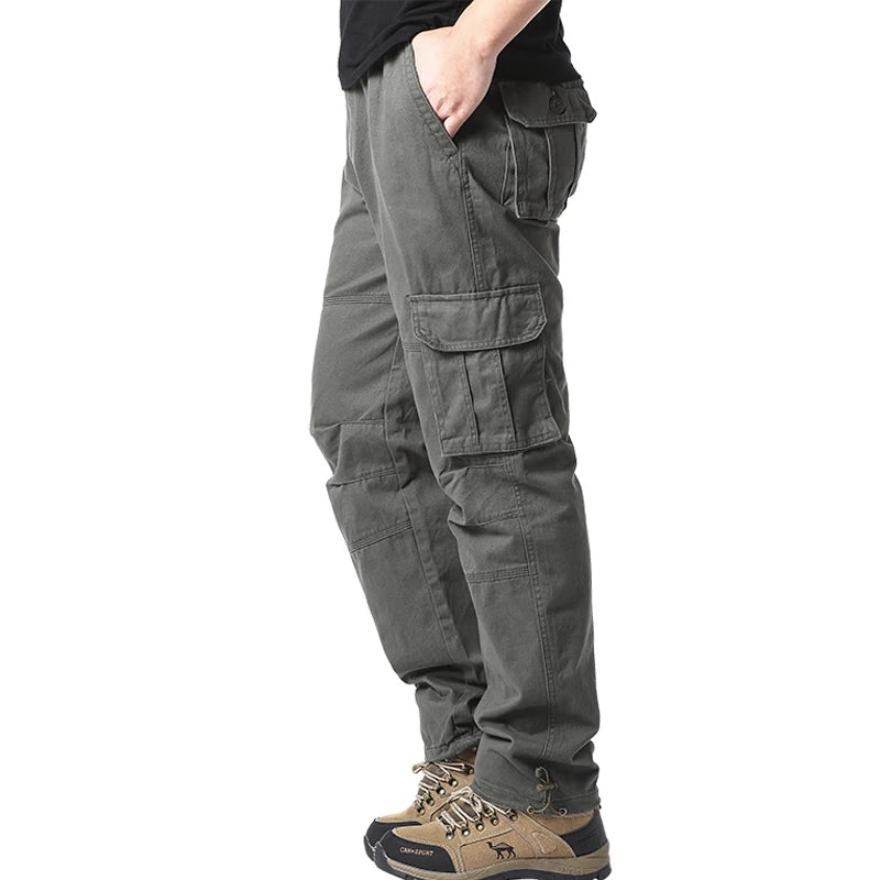 Men’s Tactical Cargo Pants – Loose Fit Outdoor Cotton Work Trousers with Multi Pockets
