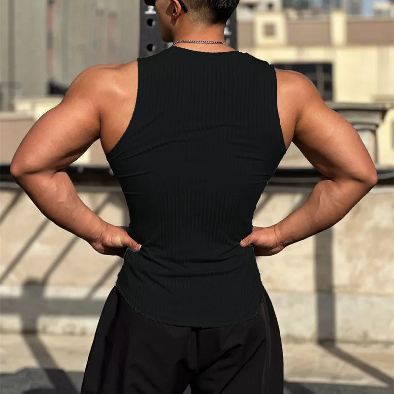 Men’s Ribbed Muscle Tank Top – Sleeveless Athletic Gym Shirt for Bodybuilding, Weightlifting & Training