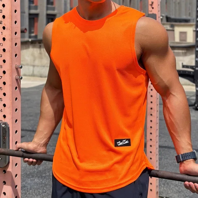 Men's Gym Tank Top – Breathable Sleeveless Workout Shirt – Lightweight Mesh Fitness Vest for Running, Training & Sports