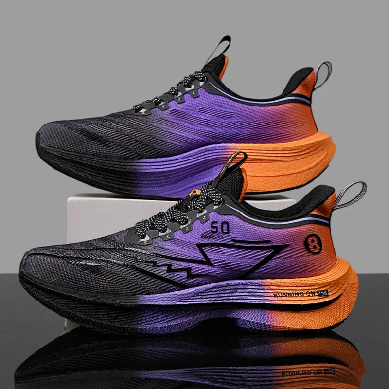 Carbon Plate Running Shoes – Lightweight Cushion Sneakers with Shock Absorption, Breathable Anti-Slip Training Footwear