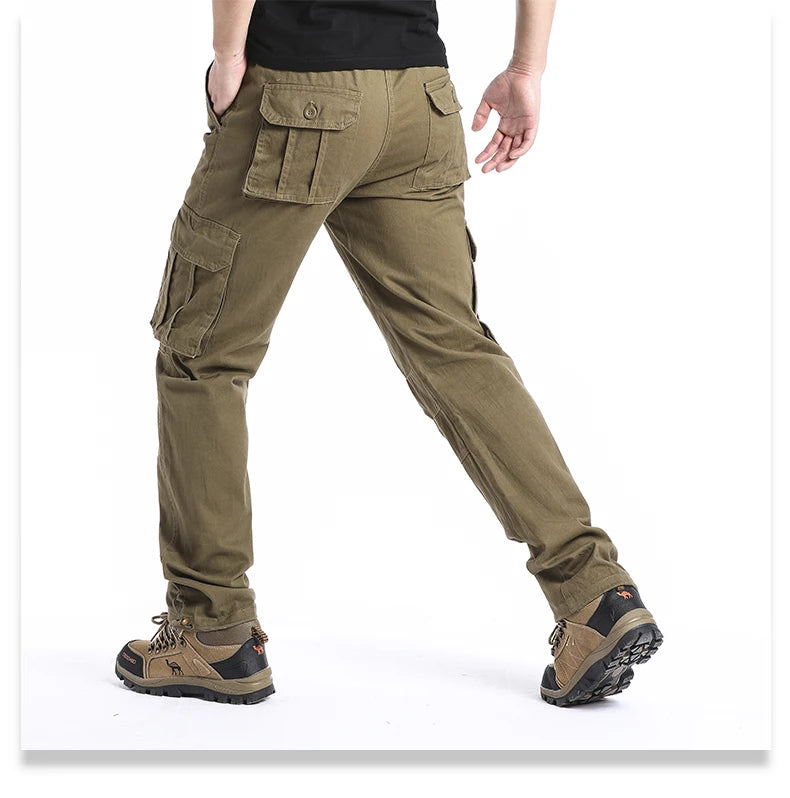 Men’s Tactical Cargo Pants – Loose Fit Outdoor Cotton Work Trousers with Multi Pockets