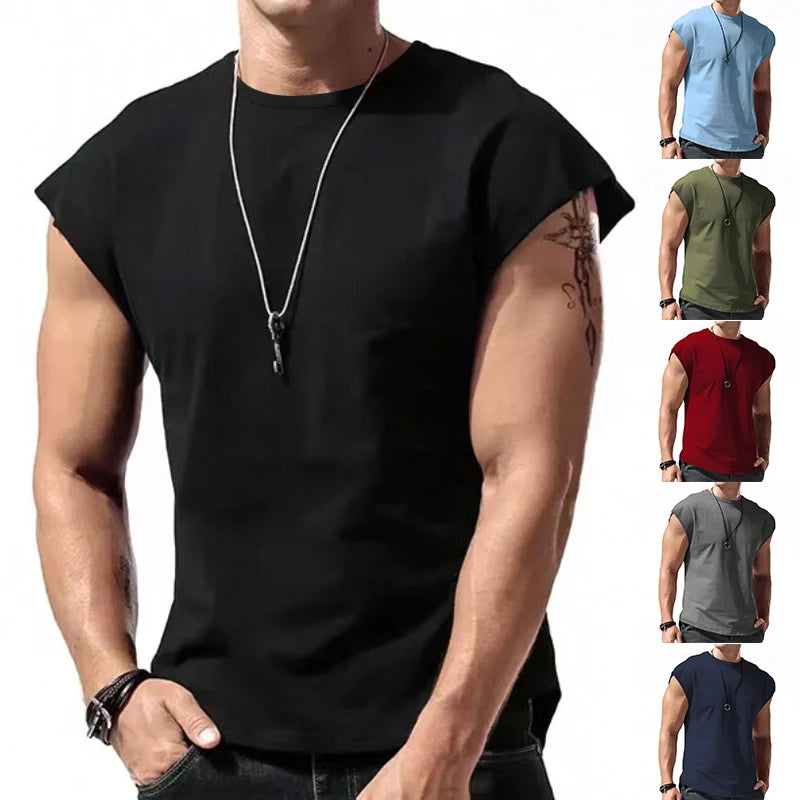Men's Loose Fit Mesh Gym Tank – Quick Dry Wide Shoulder Sleeveless Sports Shirt for Fitness & Bodybuilding
