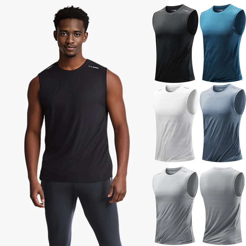 Men's Quick-Dry Running Vest – Breathable Sleeveless Reflective Fitness Top for Jogging & Gym