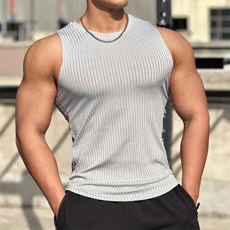 Men’s Ribbed Muscle Tank Top – Sleeveless Athletic Gym Shirt for Bodybuilding, Weightlifting & Training