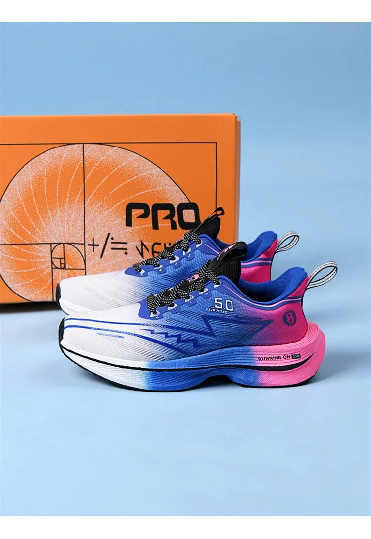 Carbon Plate Running Shoes – Lightweight Cushion Sneakers with Shock Absorption, Breathable Anti-Slip Training Footwear