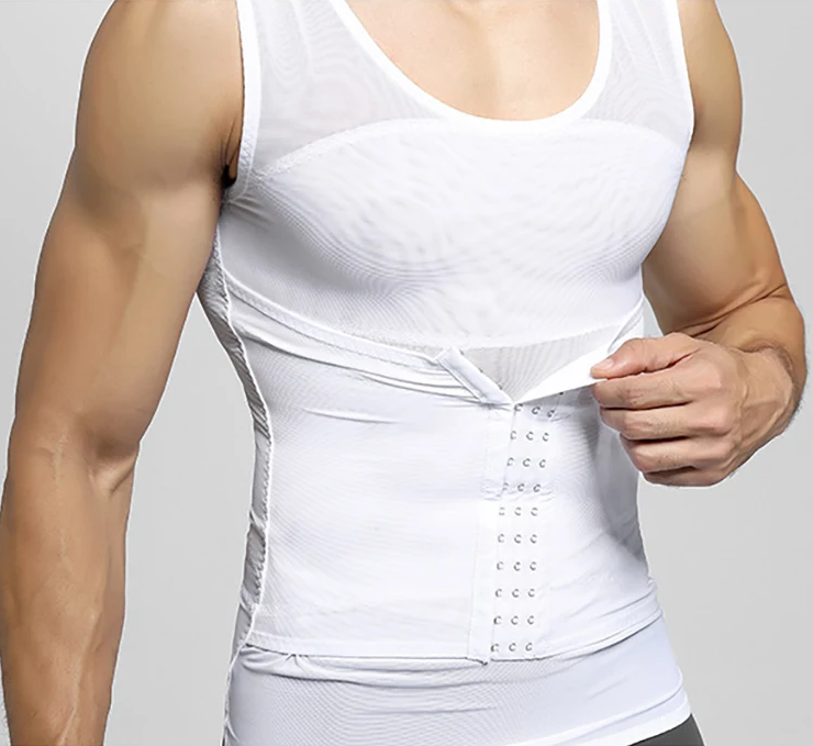 Compression Shirt Men 2-in-1 Body Shaper Vest & Waist Trainer – Tummy Slimming Shapewear for Gynecomastia & Abdomen Control