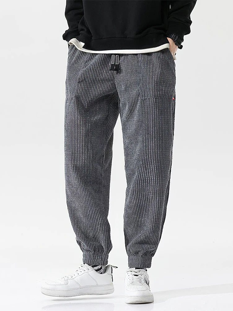 Men’s Baggy Corduroy Jogger Pants – Loose Fit, Drawstring Waist, Thermal Fleece Lining