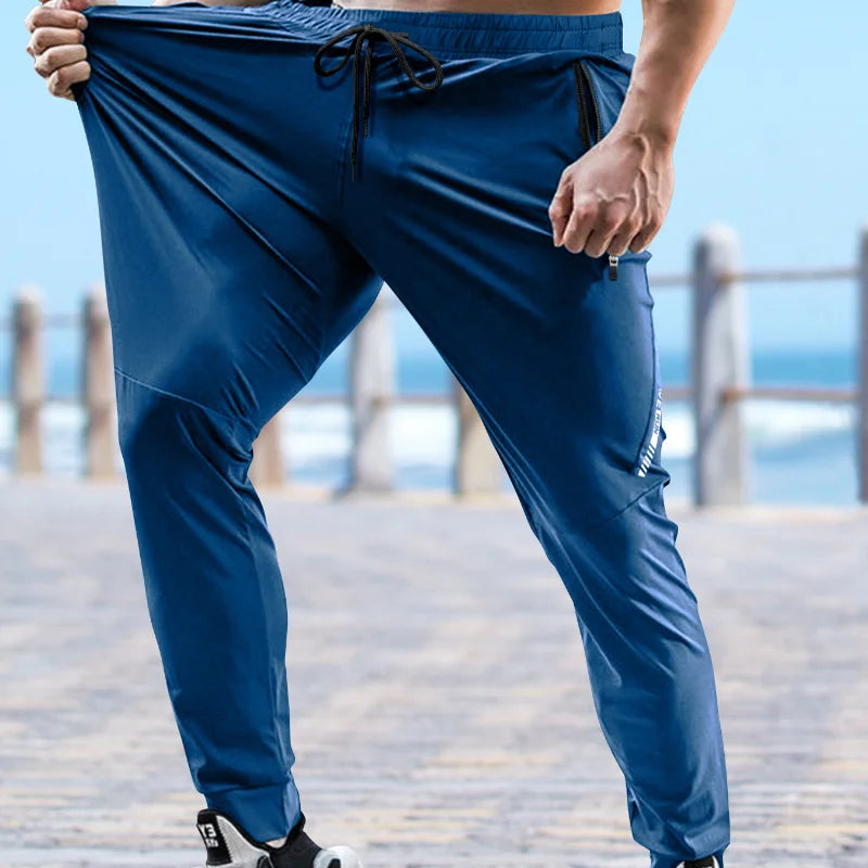 Men’s Quick-Dry Gym Joggers – Lightweight Elastic Waist Training Pants with Zipper Pockets