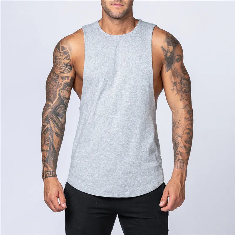 Men’s Cotton Gym Tank Top Shirt – Sleeveless Muscle Fit Vest for Fitness, Bodybuilding, and Training