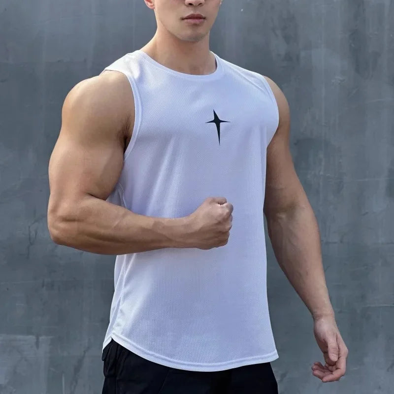 Men’s Sleeveless Quick-Dry Sport Tank Top – Breathable Round Neck Gym Shirt for Running, Fitness & Outdoor Training