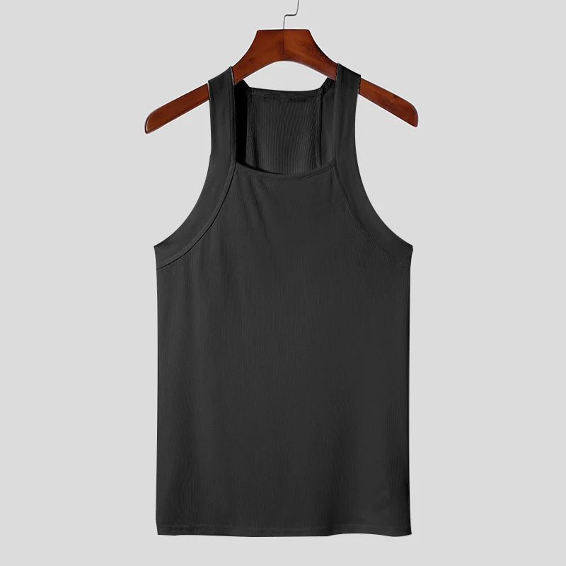 Men’s Slim Fit Ribbed Tank Top – Solid Color O-Neck Sleeveless Gym Shirt for Workout, Streetwear & Casual Wear