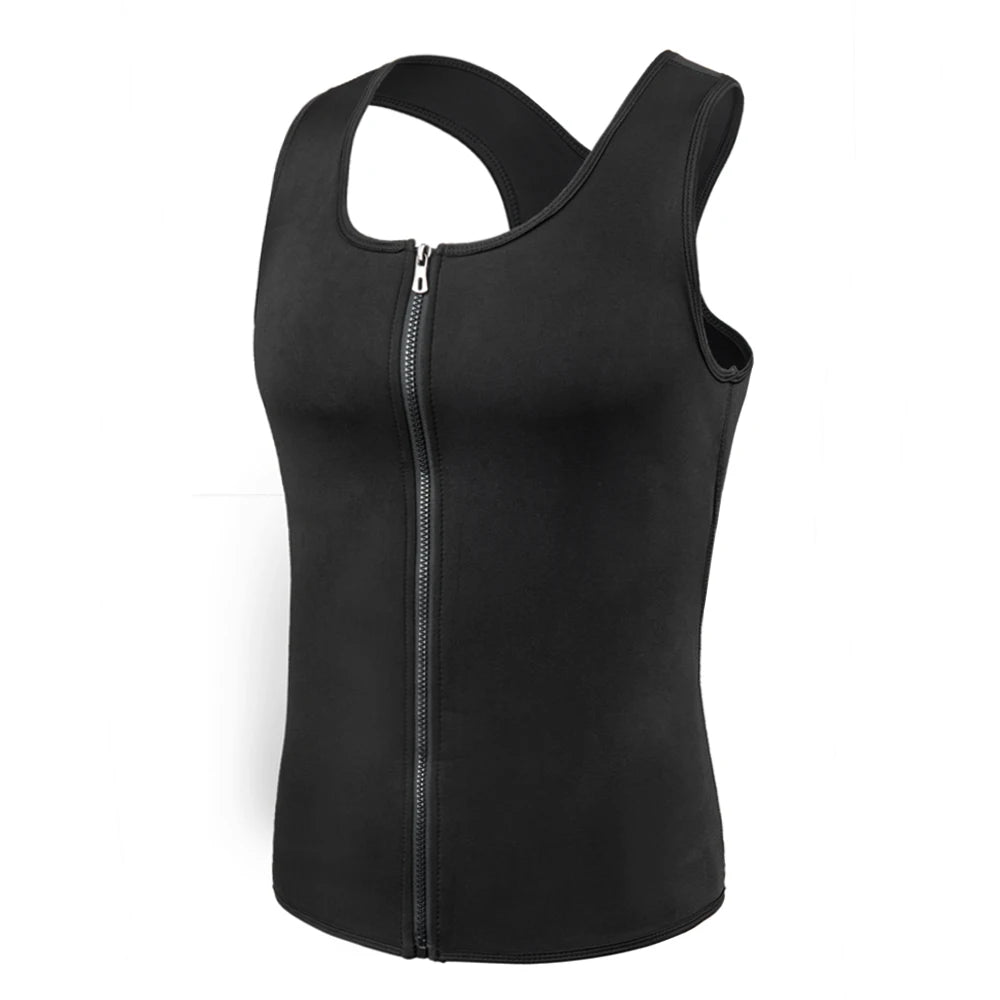 Men’s Compression Tank Top Shapewear – Slimming Body Shaper Vest with Zipper, Tummy Control & Back Support