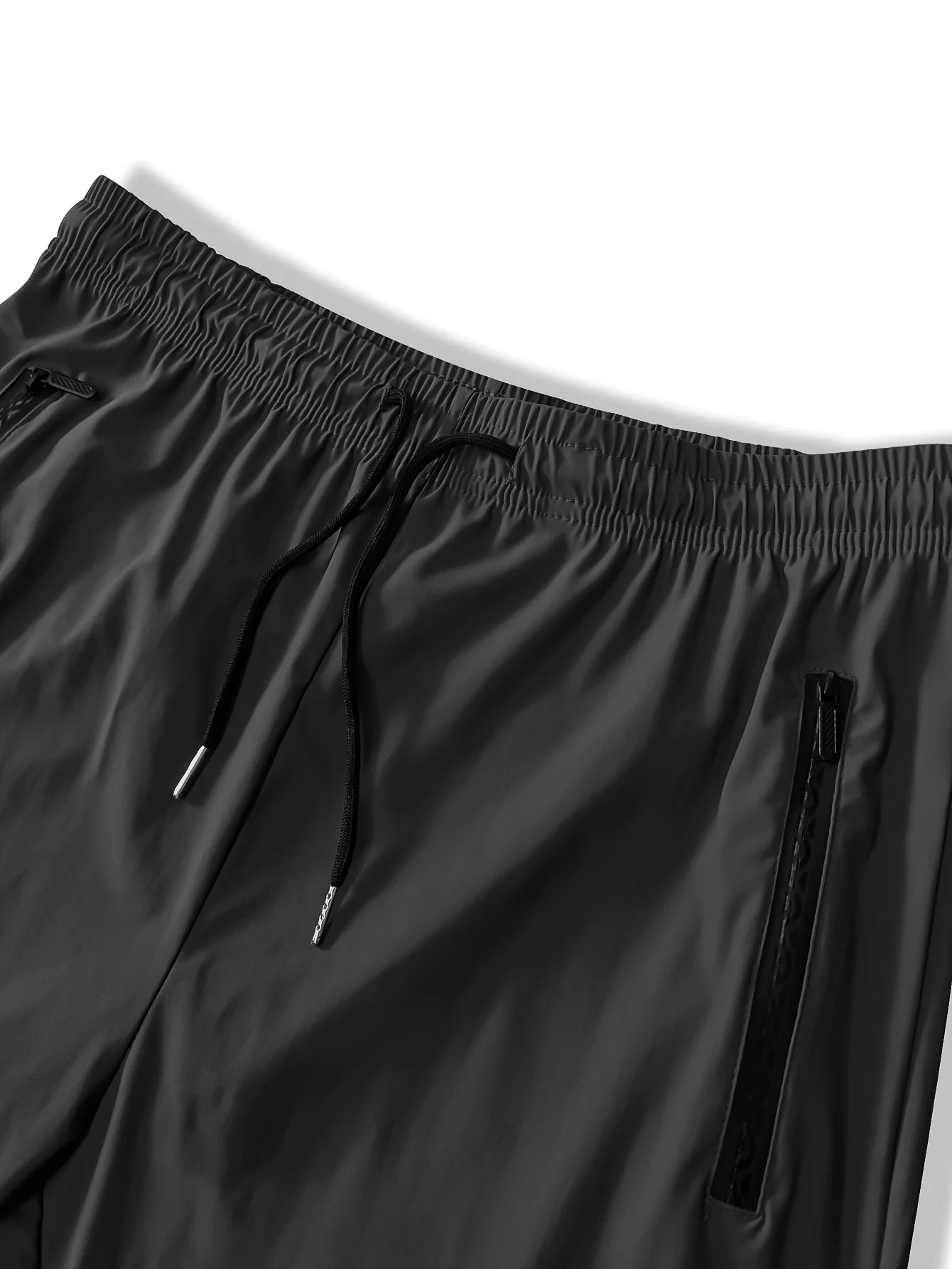 Men’s Lightweight Cropped Athletic Pants – Quick-Dry Training Shorts with Drawstring & Zipper Pockets