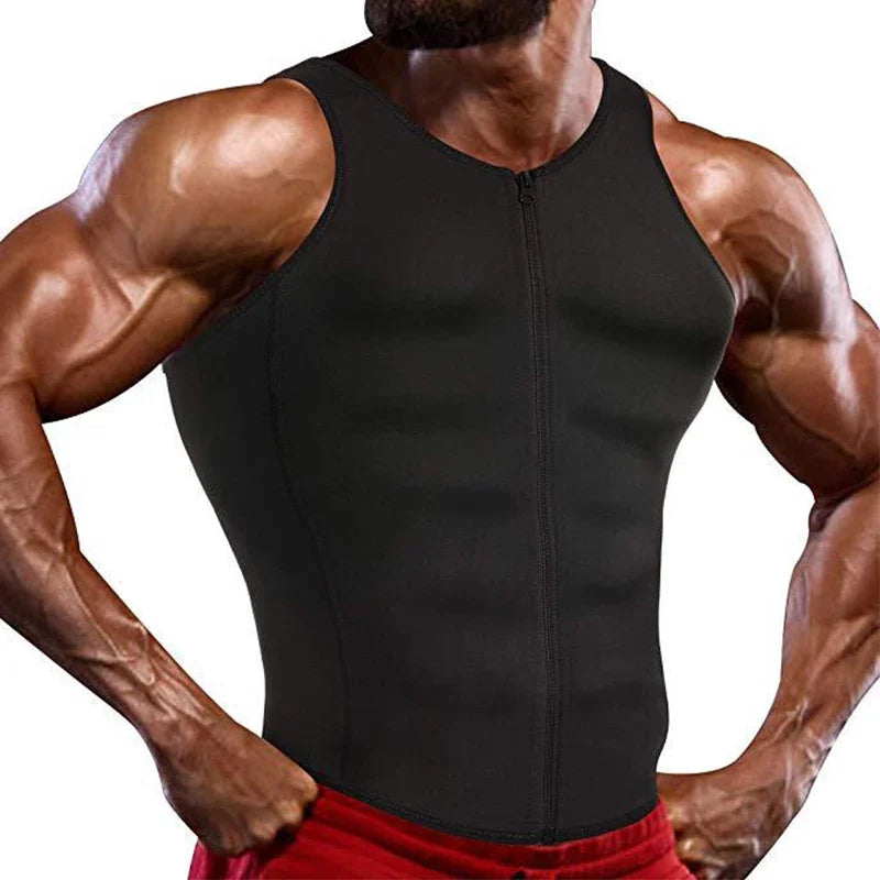 Men’s Compression Tank Top Shapewear – Slimming Body Shaper Vest with Zipper, Tummy Control & Back Support