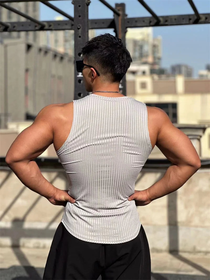 Men’s Ribbed Muscle Tank Top – Sleeveless Athletic Gym Shirt for Bodybuilding, Weightlifting & Training