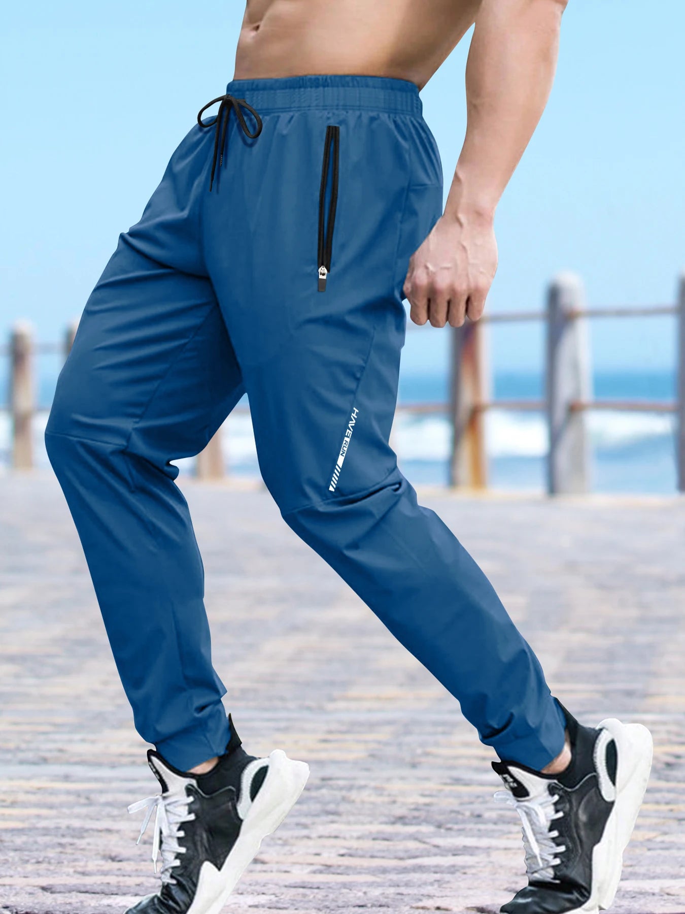 Men’s Quick-Dry Gym Joggers – Lightweight Elastic Waist Training Pants with Zipper Pockets