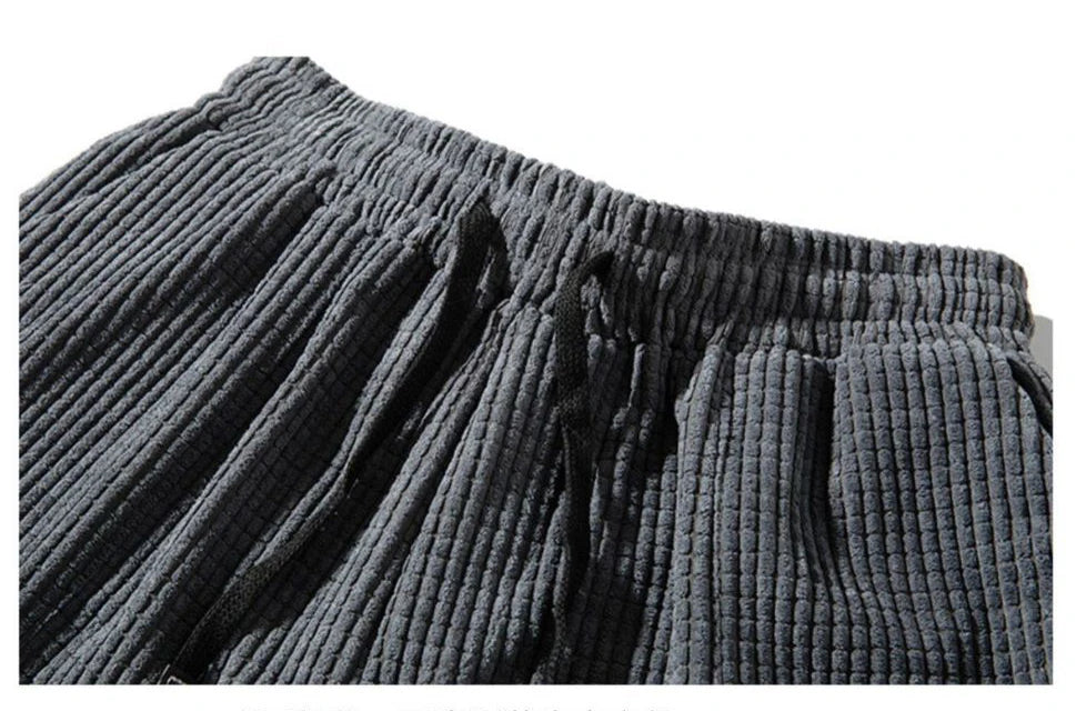 Men’s Baggy Corduroy Jogger Pants – Loose Fit, Drawstring Waist, Thermal Fleece Lining