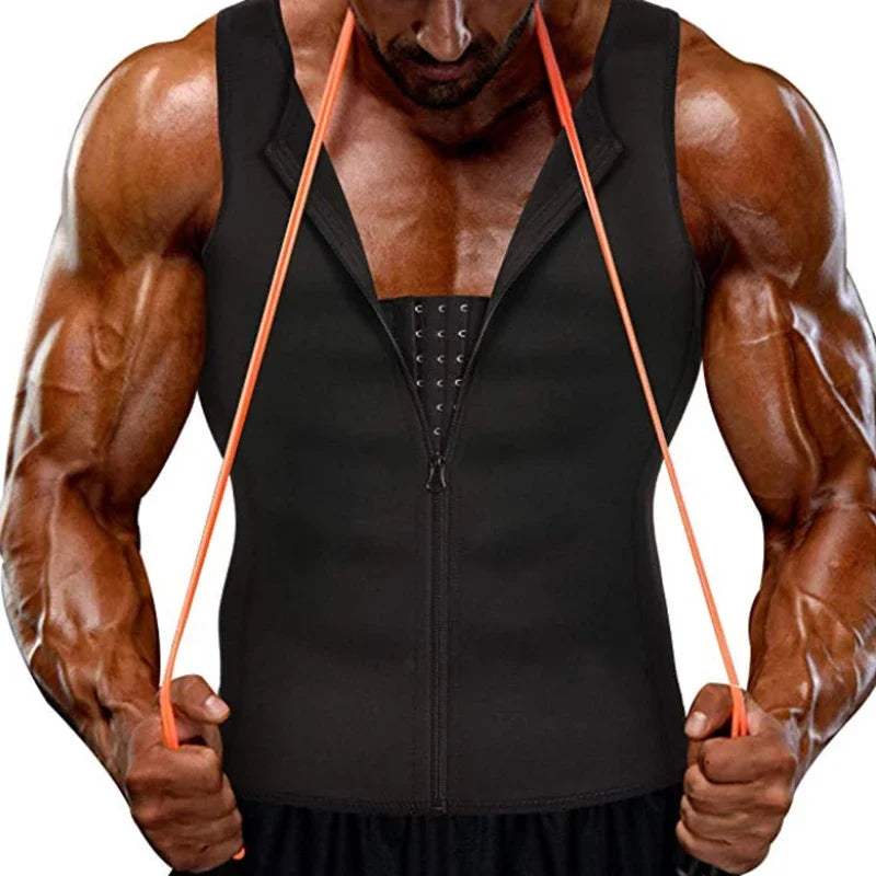 Men’s Compression Tank Top Shapewear – Slimming Body Shaper Vest with Zipper, Tummy Control & Back Support
