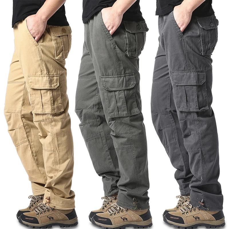 Men’s Tactical Cargo Pants – Loose Fit Outdoor Cotton Work Trousers with Multi Pockets