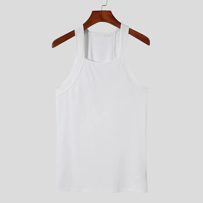 Men’s Slim Fit Ribbed Tank Top – Solid Color O-Neck Sleeveless Gym Shirt for Workout, Streetwear & Casual Wear
