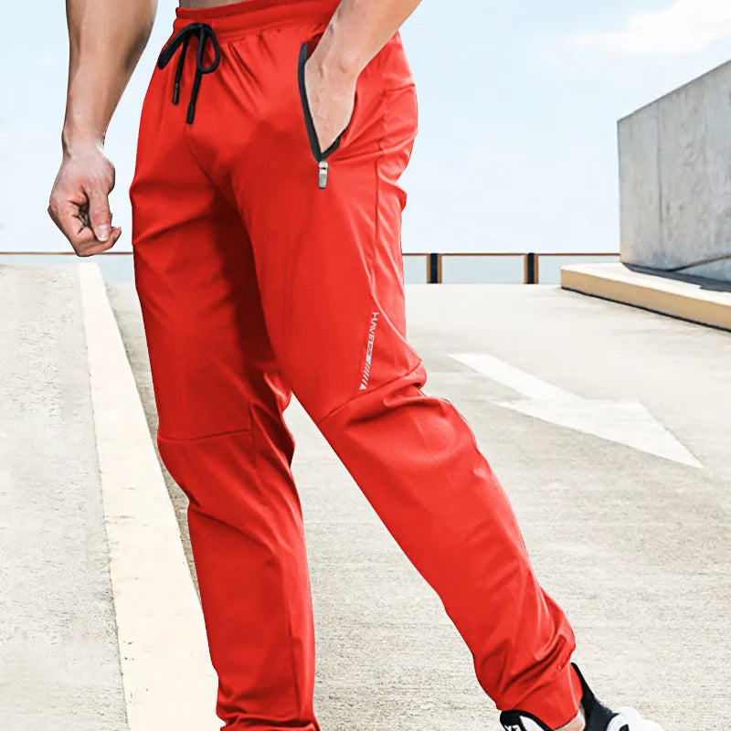 Men’s Quick-Dry Gym Joggers – Lightweight Elastic Waist Training Pants with Zipper Pockets