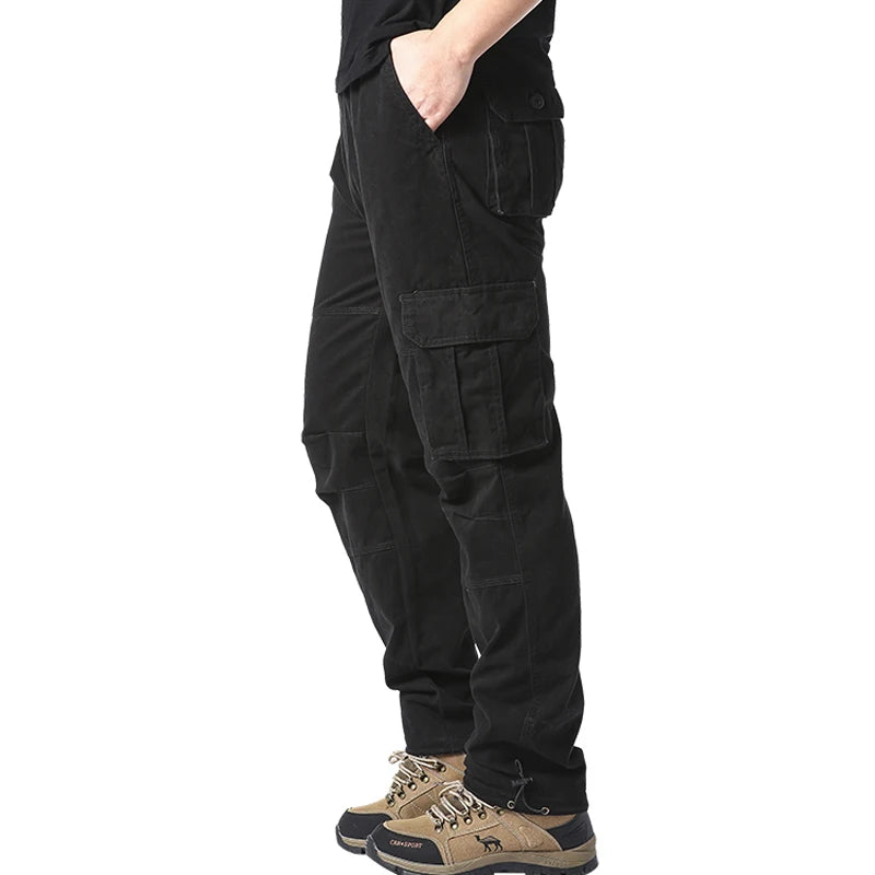 Men’s Tactical Cargo Pants – Loose Fit Outdoor Cotton Work Trousers with Multi Pockets