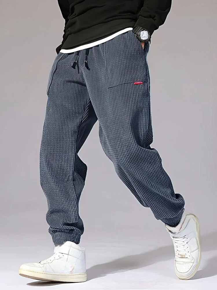 Men’s Baggy Corduroy Jogger Pants – Loose Fit, Drawstring Waist, Thermal Fleece Lining