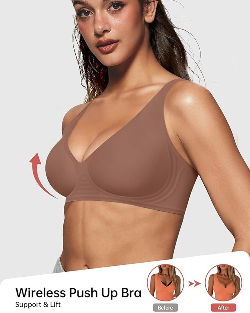 Seamless Deep V Wireless Push-Up Bra – Comfortable, Breathable Fabric, Plunge Neckline, Gentle Padding, Perfect for Everyday Wear 1