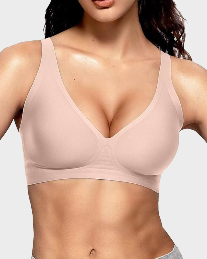 Seamless Deep V Wireless Push-Up Bra – Comfortable, Breathable Fabric, Plunge Neckline, Gentle Padding, Perfect for Everyday Wear 3