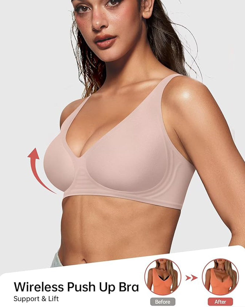 Seamless Deep V Wireless Push-Up Bra – Comfortable, Breathable Fabric, Plunge Neckline, Gentle Padding, Perfect for Everyday Wear 4