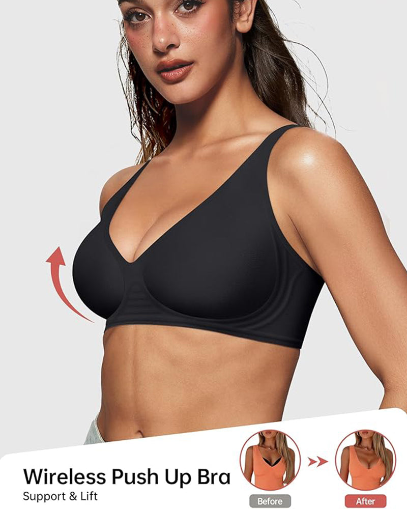 Seamless Deep V Wireless Push-Up Bra – Comfortable, Breathable Fabric, Plunge Neckline, Gentle Padding, Perfect for Everyday Wear 8