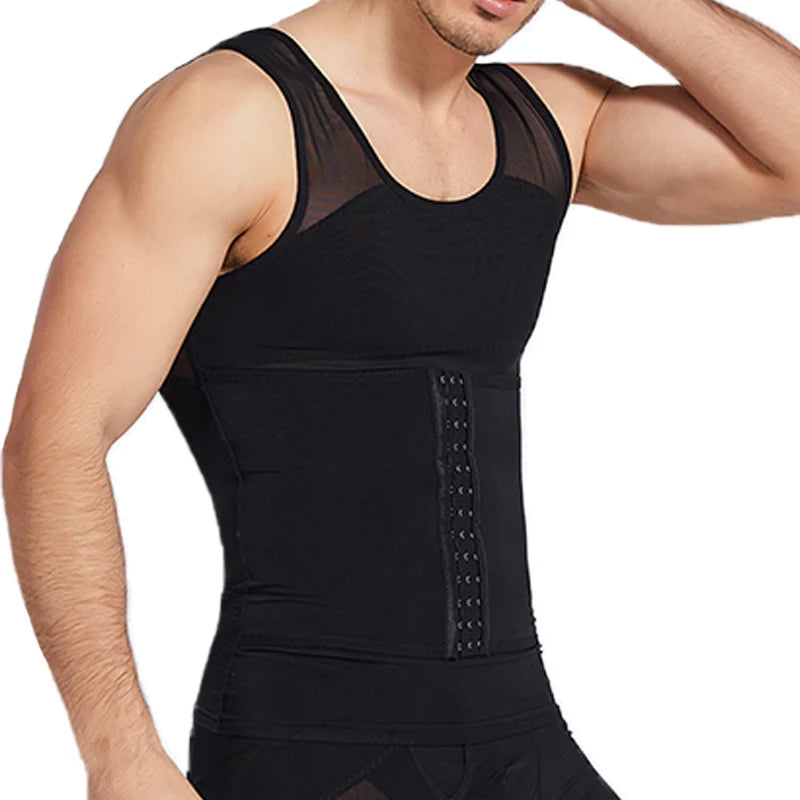 Compression Shirt Men 2-in-1 Body Shaper Vest & Waist Trainer – Tummy Slimming Shapewear for Gynecomastia & Abdomen Control