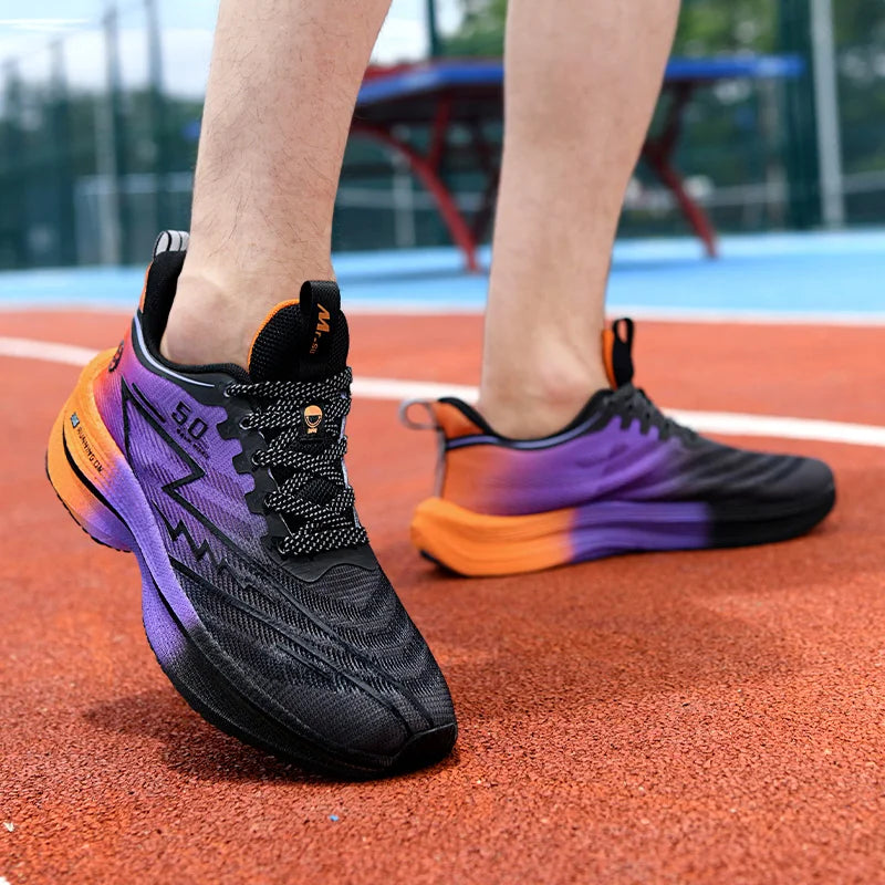 Carbon Plate Running Shoes – Lightweight Cushion Sneakers with Shock Absorption, Breathable Anti-Slip Training Footwear
