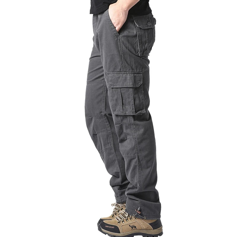 Men’s Tactical Cargo Pants – Loose Fit Outdoor Cotton Work Trousers with Multi Pockets