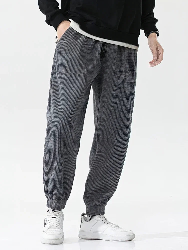 Men’s Baggy Corduroy Jogger Pants – Loose Fit, Drawstring Waist, Thermal Fleece Lining