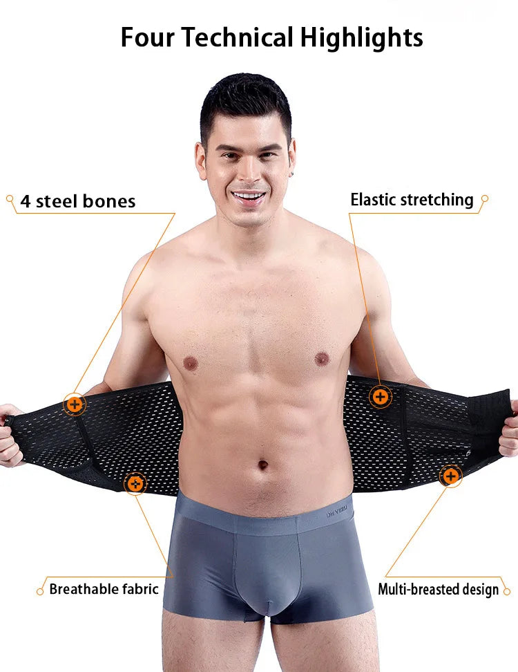 Men’s Slimming Waist Trainer Belt – Body Shaper Corset for Tummy Control, Belly Fat Reduction & Compression Fitness Shapewear