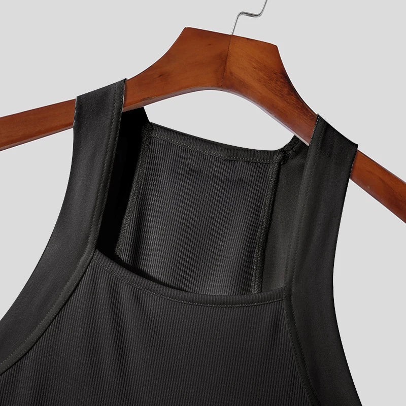 Men’s Slim Fit Ribbed Tank Top – Solid Color O-Neck Sleeveless Gym Shirt for Workout, Streetwear & Casual Wear