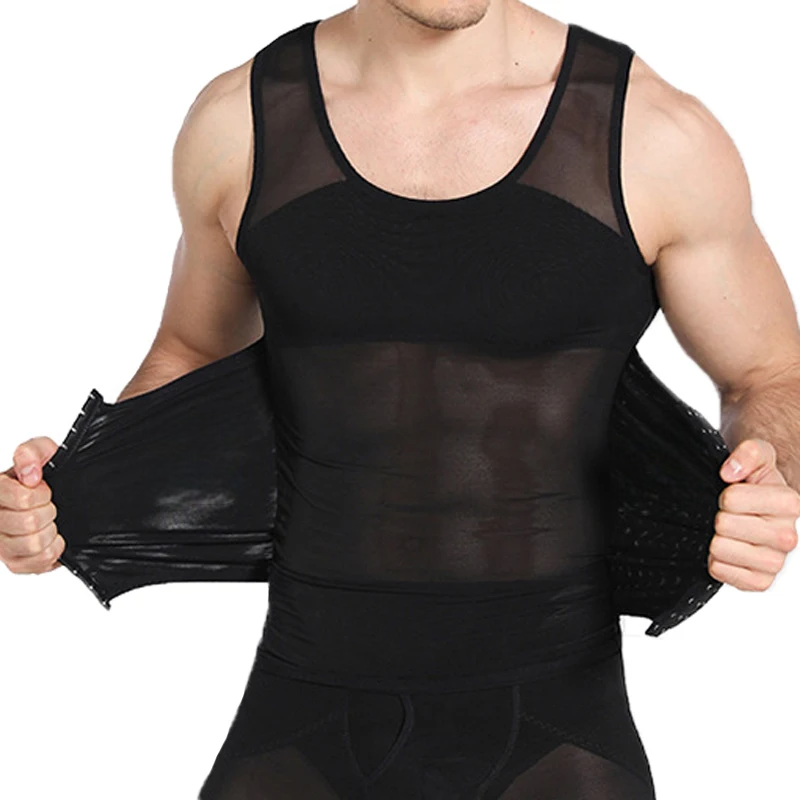 Compression Shirt Men 2-in-1 Body Shaper Vest & Waist Trainer – Tummy Slimming Shapewear for Gynecomastia & Abdomen Control