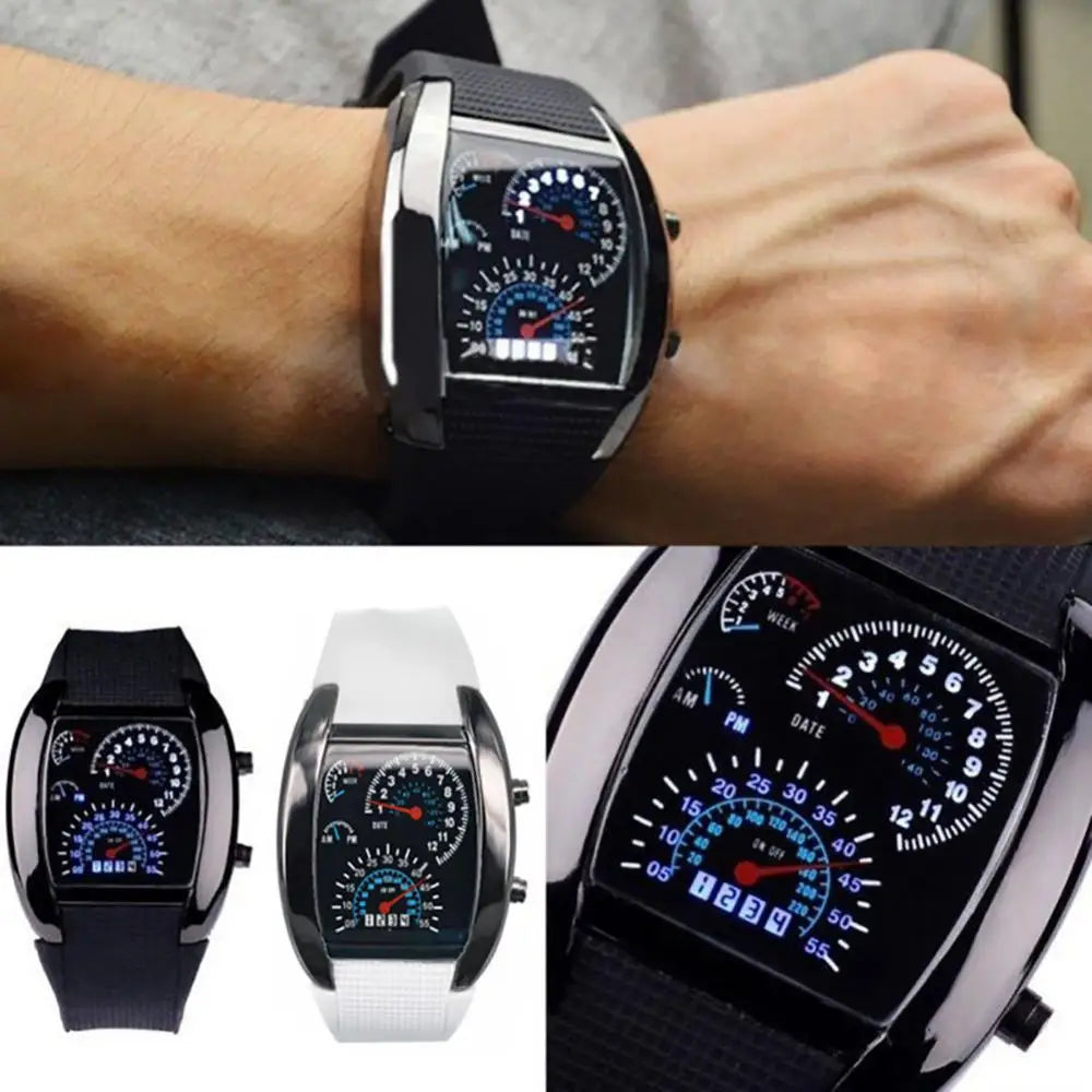 ErgonWatch | Arrival Fashion Men Women LED Digital Dashboard Pattern Dial Sport Wrist Watch Gift