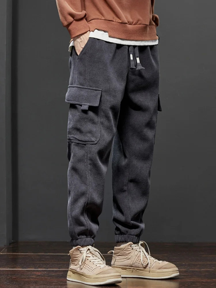 Men’s Cargo Jogger Pants – Elastic Waist, Drawstring, Multi-Pocket Streetwear