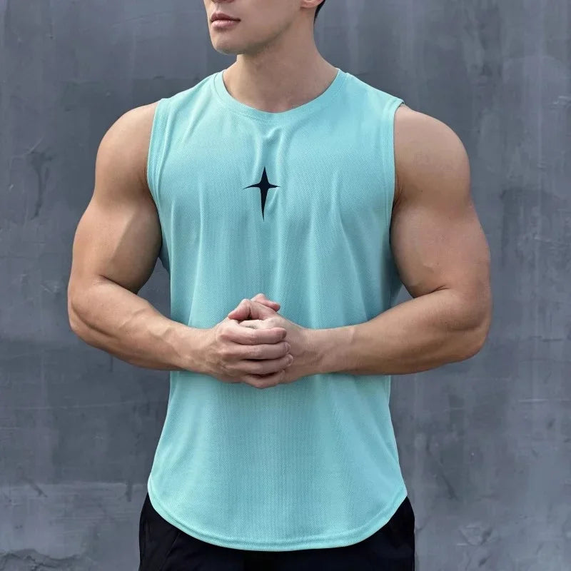 Men’s Sleeveless Quick-Dry Sport Tank Top – Breathable Round Neck Gym Shirt for Running, Fitness & Outdoor Training