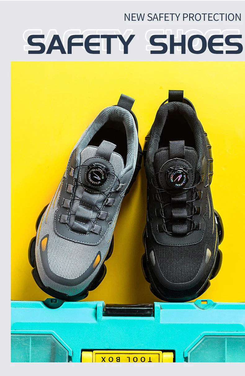 Steel Toe Safety Shoes – Slip-On Work Sneakers with Dial Closure, Breathable Anti-Smash & Anti-Puncture Protection