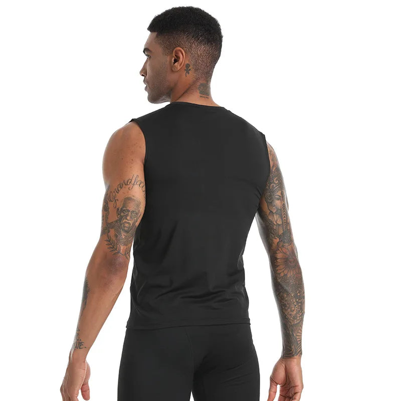 Men’s Compression Tank Top – Sleeveless Quick-Dry Gym Shirt for Tummy Control, Hide Gynecomastia & Belly Fat, Solid Workout Muscle Vest